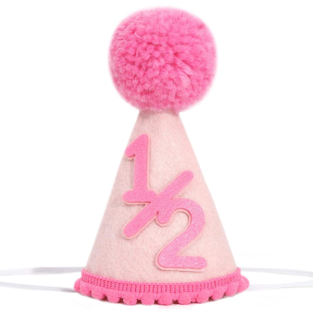 8263 Half Birthday Party Hat - Colorful Cute 1/2 Cone Hat, Six Months Photo
